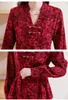 Women's Blouses Women Peplum Tops Printed Shirts Long Sleeve Red