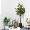 Decorative Flowers 1.8M Simulation Plant Orange Tree Potted Artificial Plants Floor-to-ceiling Garden Pots Planter Lifelike Green Bonsai