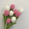 Decorative Flowers 1pcs Hand-knitted Tulips Flower Artificial Bouquet Wedding Decoration Hand-woven Home Decorate Christmas Gifts