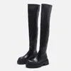 Walking Shoes Women Over the Knee Boots Leather Autumn Winter Soft Plata