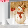 Tende per doccia 3d simpatico pupazzo di pupazzo di pupazzo regalo tende da bagno Buon Natale tappetini da bagno non slip cover per la casa decorazione per la casa