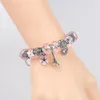 Braccialetti di fascino color argento eiffel torre pendenti bracciale bracciale branco di fiore di fiore di cristallo rosa bestiame