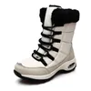 Boots Femmes Snow Cotton Chaussures Pu épais THEUR NON SLOP ROND FORME FLAT PLAT LA TIGLE GANG HIGH