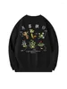 Heren Hoodies Men Women Borduursel Bloem Vintage Crewneck Sweatshirt Chinese karakter Hip Hop Fashion Pullover Hoge kwaliteit