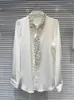 Damenblusen Hemden Perlen Nagelbohrer Krawatte Langarm Turn-Down-Kragen Single Breace Bluse 2024 Sommer Mode 11xx8924