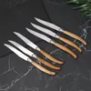 Knives Jaswehome 6-Piece Serrated Steak Set Dinner Knife Cutlery Solid Wood Handle Full Tang Steel Laguiole Table Sharp