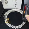 In Stock Man Hip Hop Jewelry 925 Sterling Silver 14mm 3Rows Iced Out VVS1 Moissanite Diamond Custom Miami Cuban Bracelet