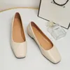 Casual Shoes Flat Women Loafers Simple Low Heels Office Work Slip On Footwear Ladies Square Toe 2024