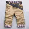 Summer Men Shorts Kolor blok kratowy desek surfingowe spodnie pielęgna plażowe w stylu koreańskie kieszenie swobodne szczupłe dżinsy 240327