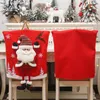 Stoelhoezen kerstbedekking 3d Santa Claus Elk Snowflake Seat Decoration Year Decor voor huis eetkamer