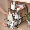 Hooks Under The Kitchen Sink Iron Storage Rack Drawer Type Can Be Pushed And Pulled Cabinet Double Shelf 3 Style