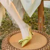 Sell Sandal Women French Style Bow Tie Pointed Thin Heel High Single Shoes Womens One Line Baotou Flip Flop Sandals Summer Fenty Slides 240228