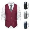 Gilet pour hommes Suit des hommes de gilet élégant en V Vilat en V avec des détails de chaîne pour les événements de printemps de manteau slim de fête de mariage