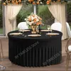 Table Cloth Wedding Banquet Round Solid Ruffled Spandex Stretch Cover Skirt El Restaurant Tablecloth For Event Party