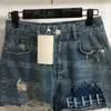 Letters dames denim shorts gat parel ontwerp jeans