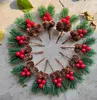 Decorative Flowers 1 Pcs Christmas Wreath Decoration Artificial Pine Branches Fake Plant Flower Nuts Cone Cones