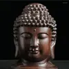 Decorative Figurines Creative Buddha Statue Wooden Sakyamuni Tathagata Figurine India Head Crafts Ornament