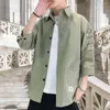 Chemises décontractées pour hommes veste masculine chemise à manches de trois quarts Mabillement de cargaison de style japonais avec collier de remin-down trois quarts