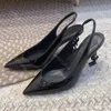 ドレスシューズのデザイナーサンダル10atop Quality Cowhide Patent Leather Pumps 8.5cm/10.5cmの高さのかかとサンダル35-41メタルヒール尖ったつま先スリングバックレディースレディースシュー