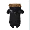 Dog Apparel Windproof Jumpsuits With Leash Hook Cat Warm Coat Thick Liner Puppy Jackets