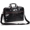 Wallets Luxury Genuine Leather Men Briefcase Business Bag Male 15.6"Laptop Portfolia Attache Case Office Tote Handbag Black M098