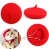 Appareils pour chien chapeau de compagnie de couleur solide peintre poule en laine béret mini cèche décorative po couvre-casseur de Noël chapere de créateur de concepteurs commémoratif