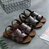 Summer Imitation Leather Sandals for Men Casual Wear Dad Slippers Mens Middleaged and Elderly Beach Shoes 240328