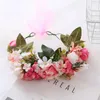 Decorative Flowers Girl Artificial Flower Garland With Hairband DIY Decoration Wreath Hair-styling Ornament Party Cosplay Dressing Accessory