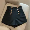 Shorts femininas terno preto Terno duplo de peito largo casual Outwear para mulheres Pantalones Cortos de Mujer 240321