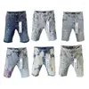 Heren shorts Purple Brand Jeans High Street Mens Plus Size Hip Hop Jeans Denim met gaten repareren Lage Raise Skinny Pants