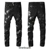 High Quality Am Slim Fit Designer Jeans with Five Pointed Star Patchwork Trendy High Craftsmanship Elastic and Street