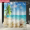Douchegordijnen zomer strand 3d badkamer gordijn zeester shell palmboom oceaan bad mat voetstuk niet slip tapijten toilet deksel deksel