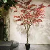 Decorative Flowers Large Artificial Bonsai Maple Tree Green Red Simulated Potted Ornamental Plants Home Office Floor Vase Flowerpot