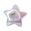 Figurine decorative 1pc Bellissima pietra naturale Elettroplatta colorato di stelle della caverna agate Forma Reiki Crystal Crystal Ornaments Desa di regalo