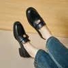 Kleidungsschuhe Phoentin Damen Slipper runde Zehen Middle Heels Frauen schwarze elegante Pumpen für Plus Size 34-43 Ft3309