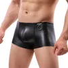 Sous-pants intelligents-men modes de joint en métal sexy en métal sexy boxer en cuir humide de pénis surégé