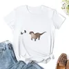 女子ポロスカワウソと蝶2 Tシャツ美学服の動物プリントシャツ女の子のドレス女性プラスサイズセクシー