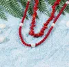 Colliers pendants Perles rouges naturelles Tring pour plage de bijoux Collier Collier Bohemian Colofful Collar déclaration