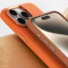 Compatible avec Magsafe Luxury Le cuir magnétique en cuir pour iPhone 15 Pro Max 14 13 12, couverture de protection de la caméra en aluminium de charge sans fil