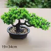 Kwiaty dekoracyjne sztuczny kwiat bonsai zielona roślina zen symulowana sosna sosna pulpita pulpita dekoracja fengshui oglądanie