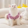 Cat Costumes 2024 Small Fragrant Wind Bow Hair Brim Hollowed Sweater Autumn Puppy Dog Dress Warm Pet Clothing