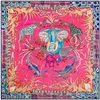 Lyxmärke 100% Twill Silk Scarf Multicolor Horse Square Scarf Design Print Kerchief Women Neck Shawl Wraps Echarpe 130cm 240325