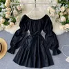 Casual Dresses Yuoomuoo Autumn Dress Elegant Gothic Women White Black Bandage Mini Sexig Off Shoulder Long Sleeve Korean Party Vestidos