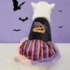 Dog Apparel Halloween Pet Dress Soft Polyester Costume Cute Print Cat Outfit Easy Wearing Clothes For Teddy