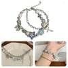 Charm Bracelets Women Crossed Heart Five-pointed Star Alloy Cold Wind Hip-hop Trend Pentagrams Sweet Temperament Jewelry