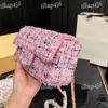 Femmes Tweed Patchwork Rabolet Crossbody Bag 20cm Mini Mignon Designer Sac Sac Tendance Embrayage Embrayage Outdoor Shopping Luxury Handsbag Fanny Pack Key Pouch Pouchette