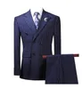 Costumes masculins 2 pièces costumes hommes à rayures Busined Grey Groom Tweed Wool Brown Tuxedos pour le mariage du soir (Blazer Pantalon)