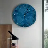 Wall Clocks Blue Ocean Sky Stars Kitchen Round Desktop Digital Clock Non-ticking Creative Childrens Room Watch
