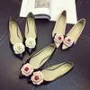 Casual Shoes 2024 Camellia Flats Women Espadrilles Pointed Toe Low Heels Office Ladies Appliques Flower Loafers Plus Size 34-40