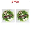 Flores decorativas 1/2pcs 44cm Decorações de parede de Natal pequenas placas de identificação frescas cabides de porta de guirlanda redondos artificiais.